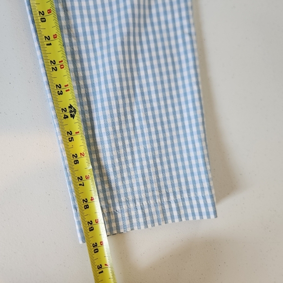 Atelier Gardeur Blue Ginhgam Check Mid Rise Pants Size 36 Medium Long Tall - Picture 10 of 11